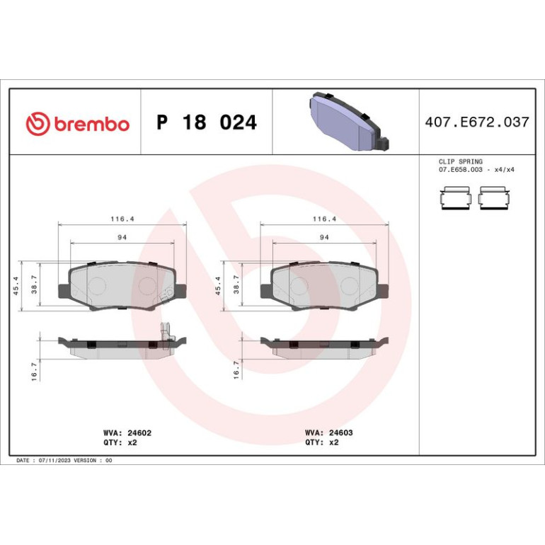 BREMBO Bremsklötze HA P 18 024 BREMBO Bremsklötze HA P 18 024