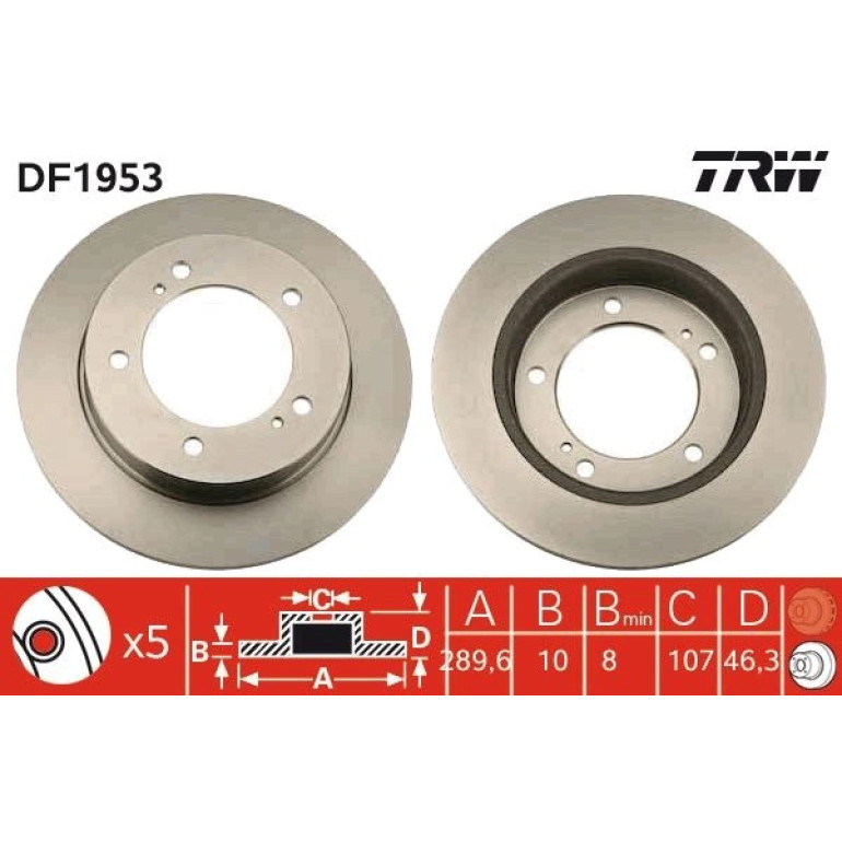 Bremsscheibe Suzuki P.Samurai/Sierra/Sj 1.0-1.3 4X4 81-04 DF1953 Bremsscheibe Suzuki P.Samurai/Sierra/Sj 1.0-1.3 4X4 81-04 DF1953