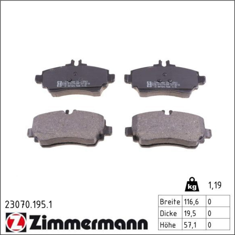 ZIMMERMANN Bremsbeläge 23070.195.1 ZIMMERMANN Bremsbeläge 23070.195.1
