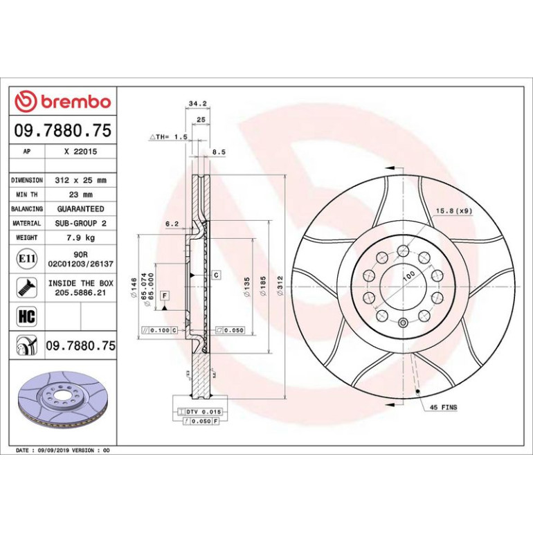 12 481 027M Bremsscheibe VA Brembo Max 09.7880.75 12 481 027M Bremsscheibe VA Brembo Max 09.7880.75