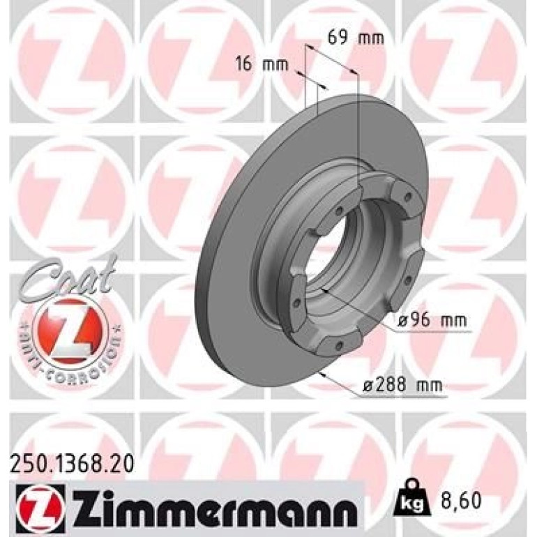 51 482 026 Bremsscheibe HA 250.1368.20 51 482 026 Bremsscheibe HA 250.1368.20