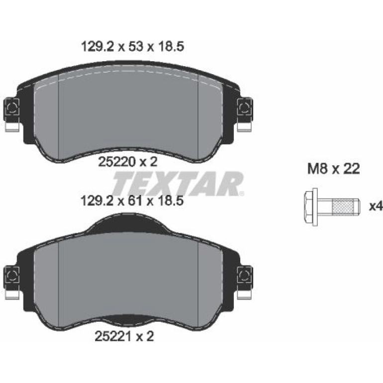 Bremsbelagsatz Citroen C4 1.2-1.6 09 2522001 Bremsbelagsatz Citroen C4 1.2-1.6 09 2522001