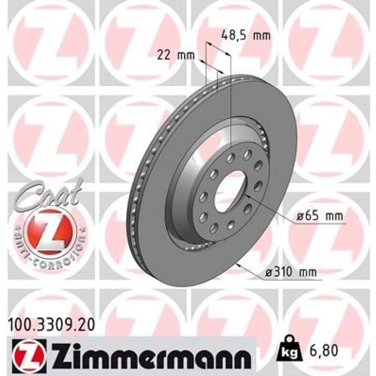 ZIMMERMANN Bremsscheibe 100.3309.20 ZIMMERMANN Bremsscheibe 100.3309.20