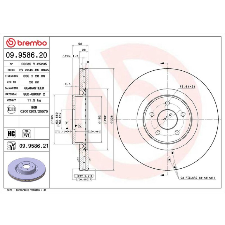 51 481 060 Bremsscheibe VA 09.9586.21