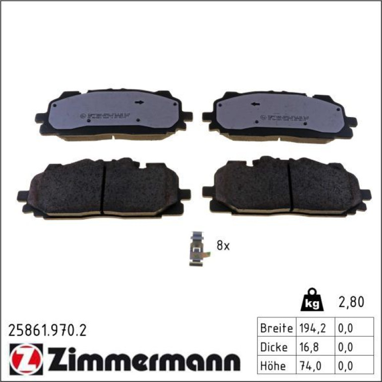 ZIMMERMANN Bremsbeläge 25861.970.2 ZIMMERMANN Bremsbeläge 25861.970.2