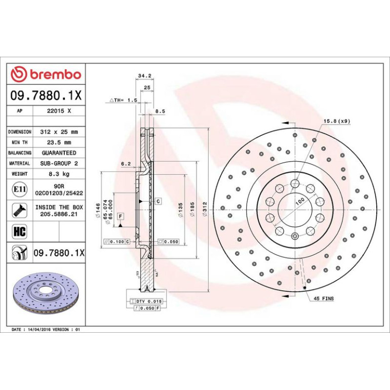 Bremsscheibe VA Xtra 09.7880.1X Bremsscheibe VA Xtra 09.7880.1X