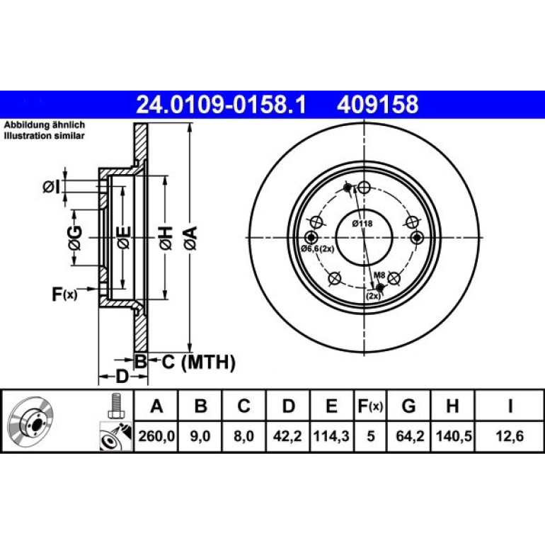 Bremsscheibe Honda T. Civic 1.3-2.0 05 24.0109-0158.1 Bremsscheibe Honda T. Civic 1.3-2.0 05 24.0109-0158.1