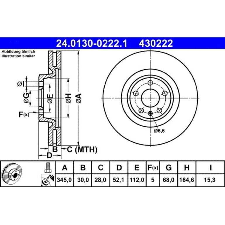 Bremsscheibe Audi S. A4/A5/A6/A7/Q5 07 24.0130-0222.1 Bremsscheibe Audi S. A4/A5/A6/A7/Q5 07 24.0130-0222.1