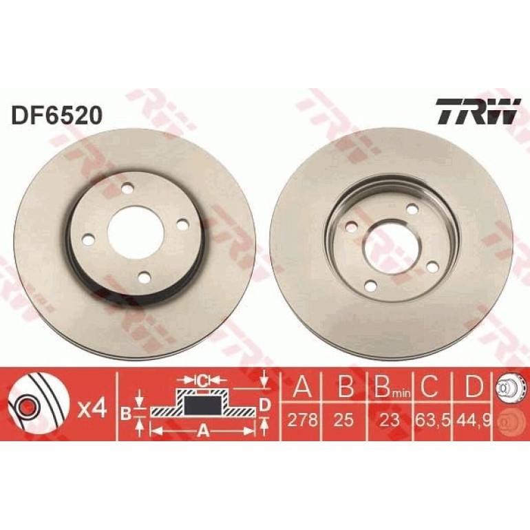 51 481 070 Bremsscheibe VA DF6520 51 481 070 Bremsscheibe VA DF6520