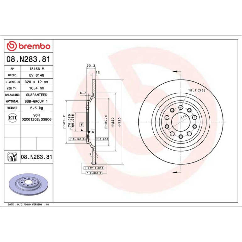 99 482 013 Bremsscheibe HA 08.N283.81 99 482 013 Bremsscheibe HA 08.N283.81
