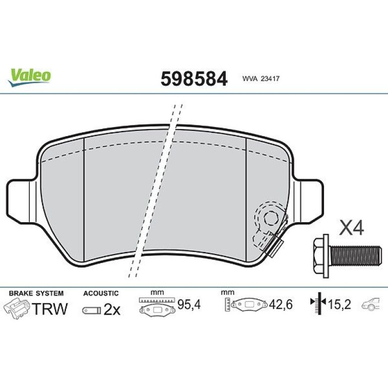 VALEO Bremsbeläge 598584 VALEO Bremsbeläge 598584