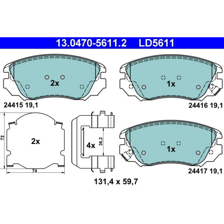 Bremsbelagsatz Opel P. Insignia 1.4-2.0 08- Keramik 13.0470-5611.2 Bremsbelagsatz Opel P. Insignia 1.4-2.0 08- Keramik 13.0470-5611.2