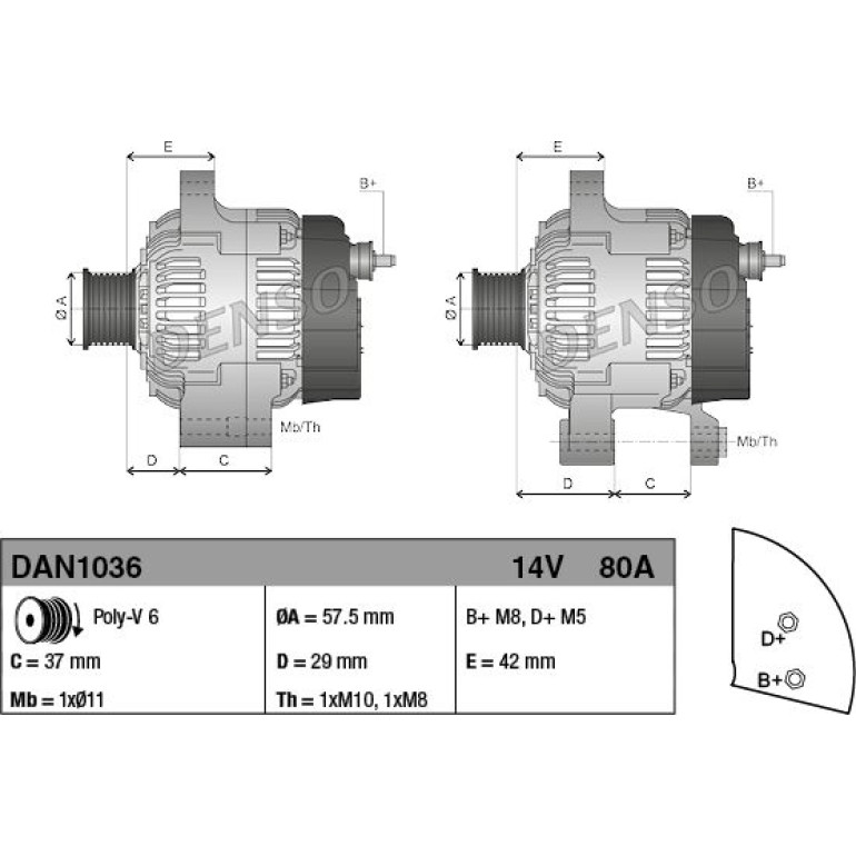 DENSO Generator DAN1036 DENSO Generator DAN1036