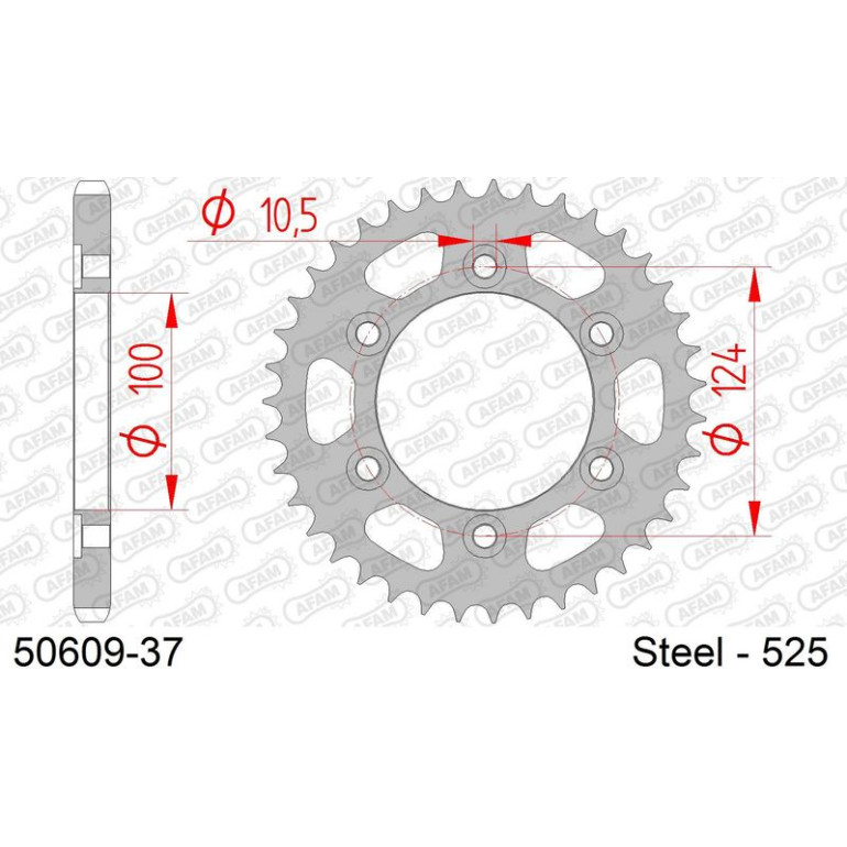 AFAM Kettenrad STAHL 37 Zähne 50609-37 AFAM Kettenrad STAHL 37 Zähne 50609-37