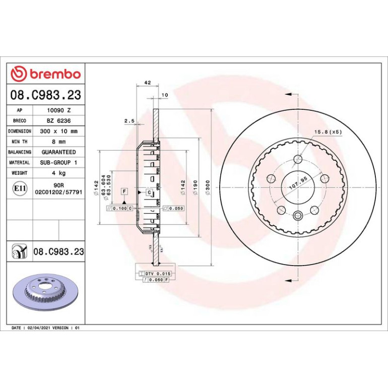 Bremsscheibe Leightweight HA 08.C983.23 Bremsscheibe Leightweight HA 08.C983.23