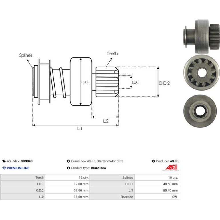 Freilaufgetriebe, Anlasser SD9040