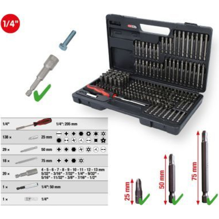 KS TOOLS Bitsatz 1/4 CLASSIC, 208-teilig 911.2008 KS TOOLS Bitsatz 1/4 CLASSIC, 208-teilig 911.2008