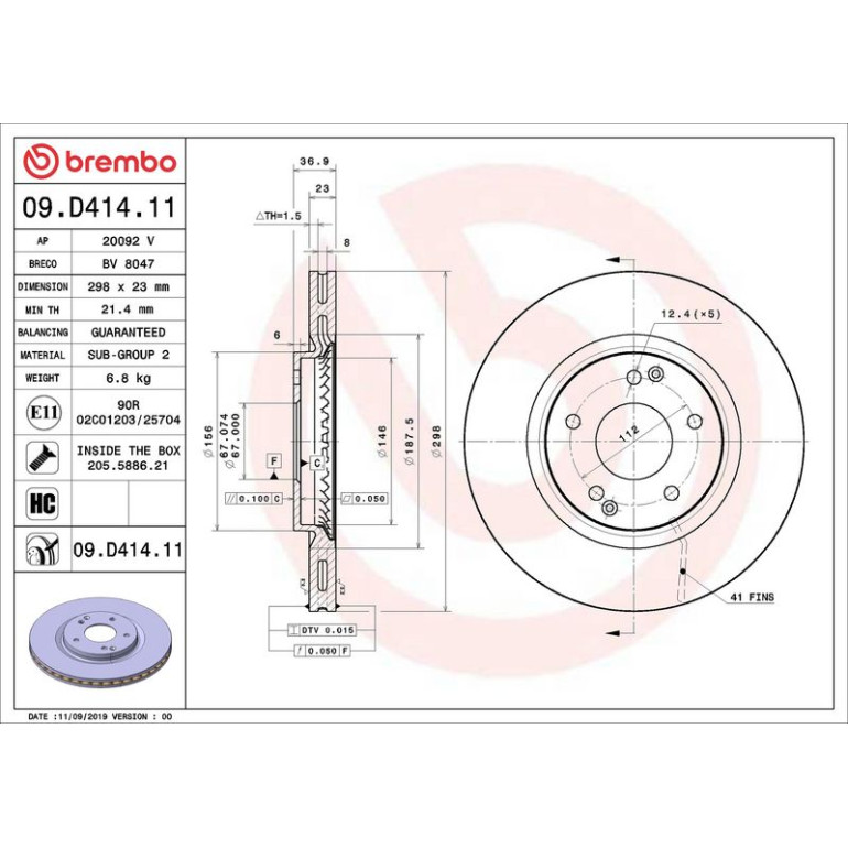 Bremsscheibe VA 09.D414.11 Bremsscheibe VA 09.D414.11