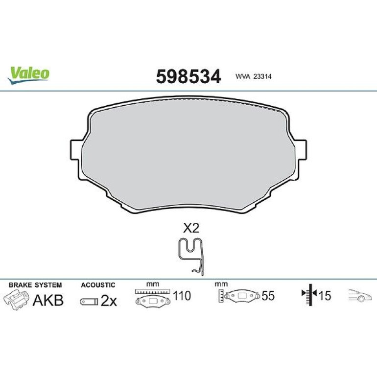 VALEO Bremsbeläge 598534 VALEO Bremsbeläge 598534