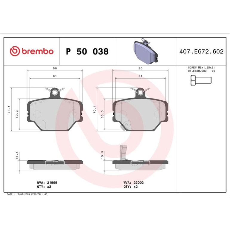 BREMBO Bremsklötze VA P 50 038 BREMBO Bremsklötze VA P 50 038
