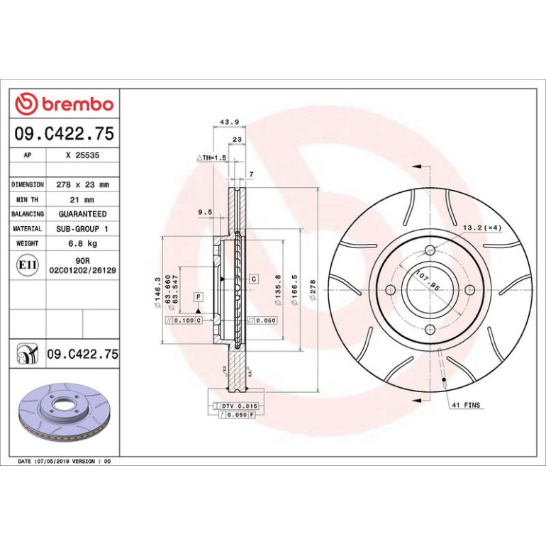 Bremsscheibe VA Brembo Max 09.C422.75 Bremsscheibe VA Brembo Max 09.C422.75