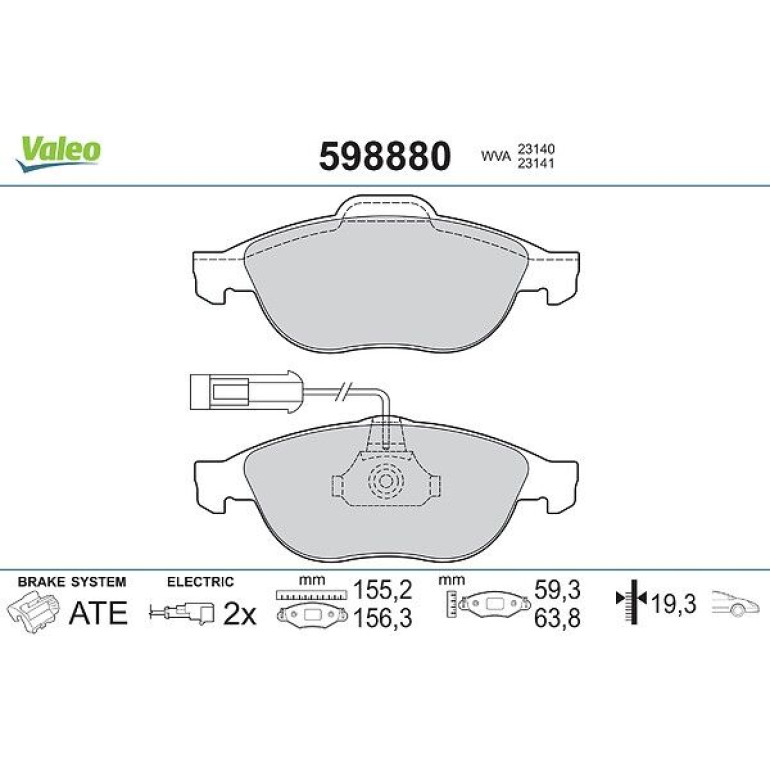 VALEO Bremsbeläge 598880 VALEO Bremsbeläge 598880