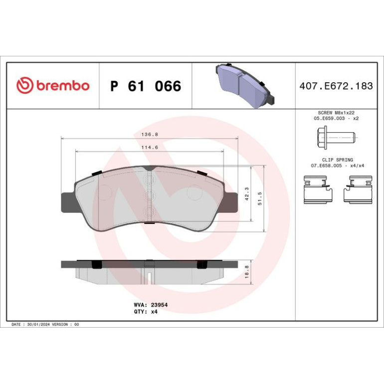 BREMBO Bremsklötze VA P 61 066 BREMBO Bremsklötze VA P 61 066