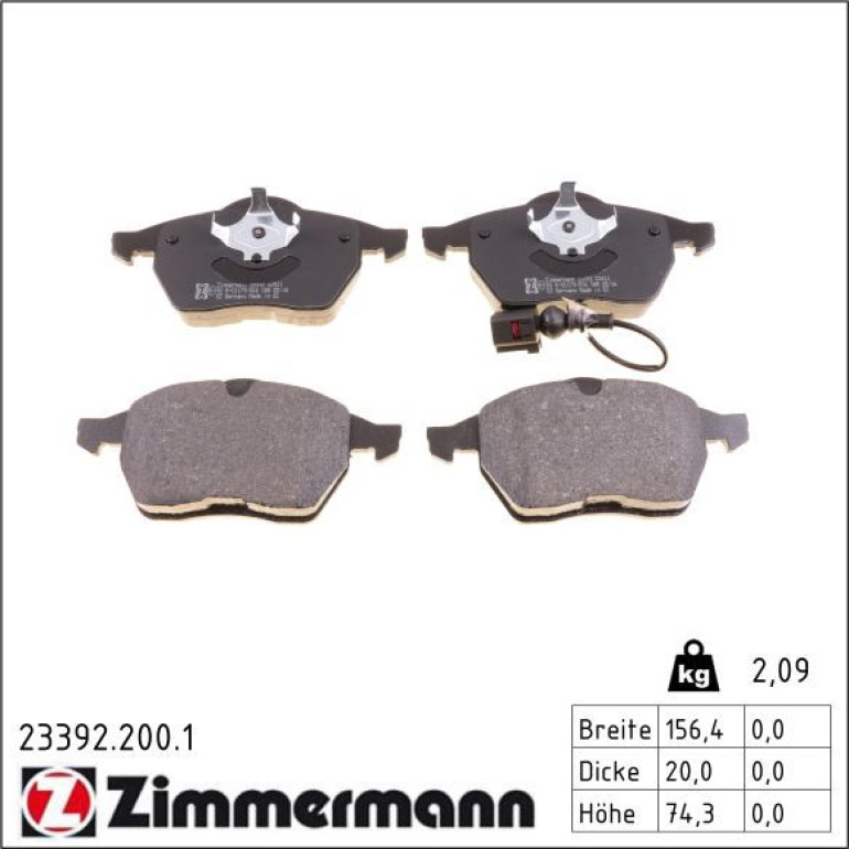ZIMMERMANN Bremsbelagsatz, Scheibenbremse 23392.200.1 ZIMMERMANN Bremsbelagsatz, Scheibenbremse 23392.200.1