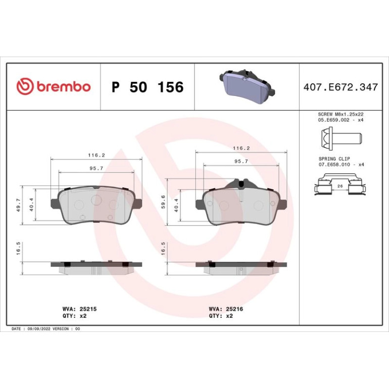 BREMBO Bremsklötze HA P 50 156