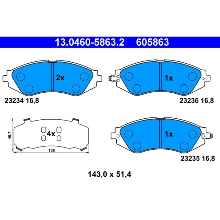 Bremsbelagsatz Daewoo P. Nubira 1.4-2.0 16V 99 13.0460-5863.2 Bremsbelagsatz Daewoo P. Nubira 1.4-2.0 16V 99 13.0460-5863.2