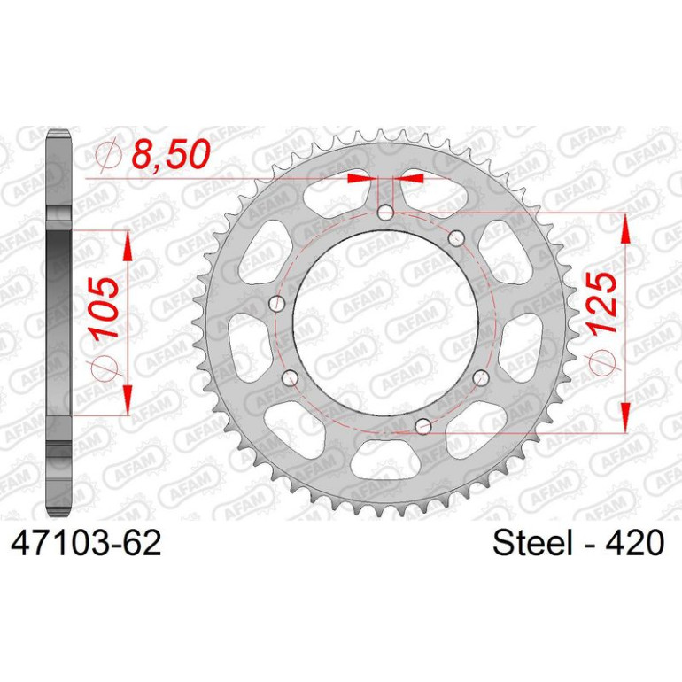 AFAM Kettenrad STAHL 62 Zähne 47103-62 AFAM Kettenrad STAHL 62 Zähne 47103-62