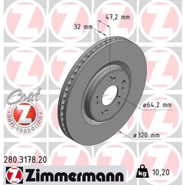ZIMMERMANN Bremsscheibe 280.3178.20 ZIMMERMANN Bremsscheibe 280.3178.20