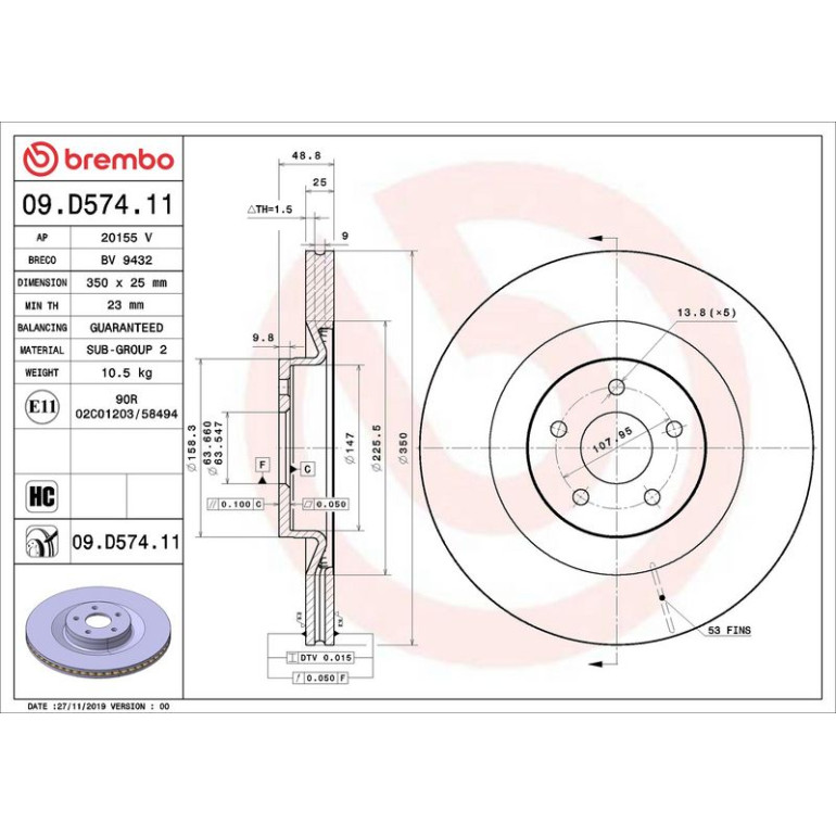 Bremsscheibe VA 09.D574.11 Bremsscheibe VA 09.D574.11