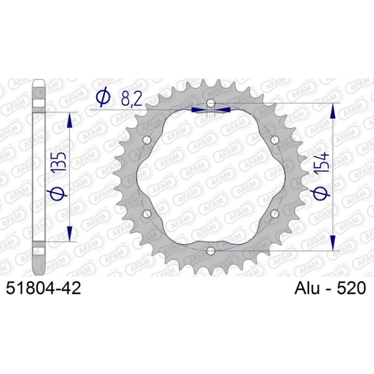 AFAM Kettenrad ALU 42 Zähne 51804-42 AFAM Kettenrad ALU 42 Zähne 51804-42