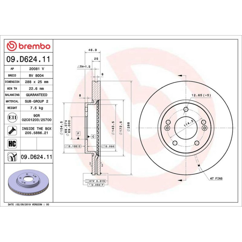 Bremsscheibe VA 09.D624.11 Bremsscheibe VA 09.D624.11