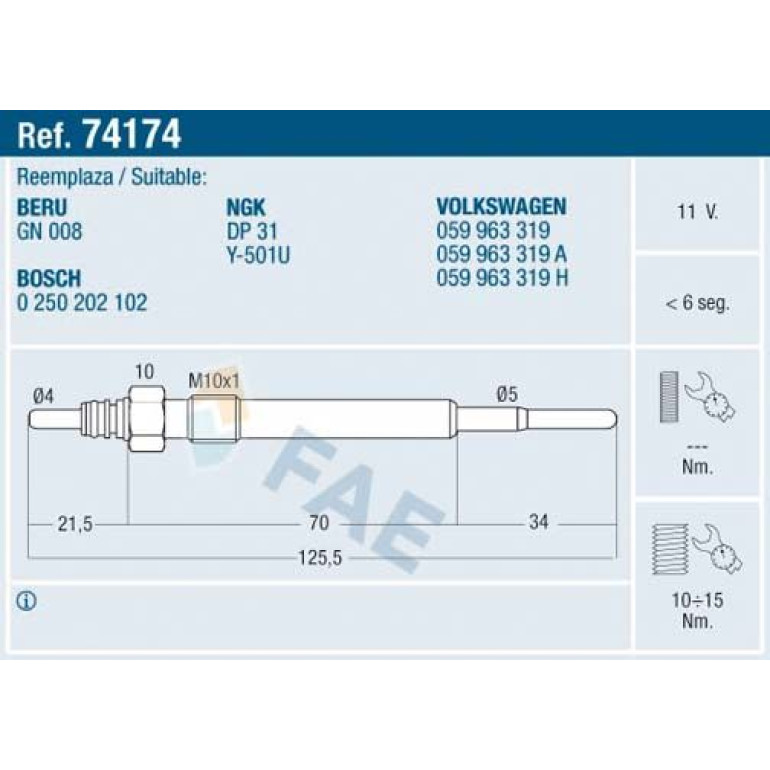 FAE Glühkerze 74174 FAE Glühkerze 74174