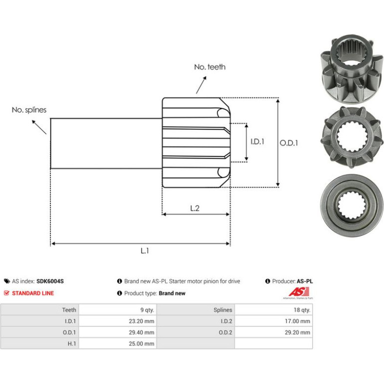FREILAUFGETRIEBE, STARTER SDK6004S FREILAUFGETRIEBE, STARTER SDK6004S