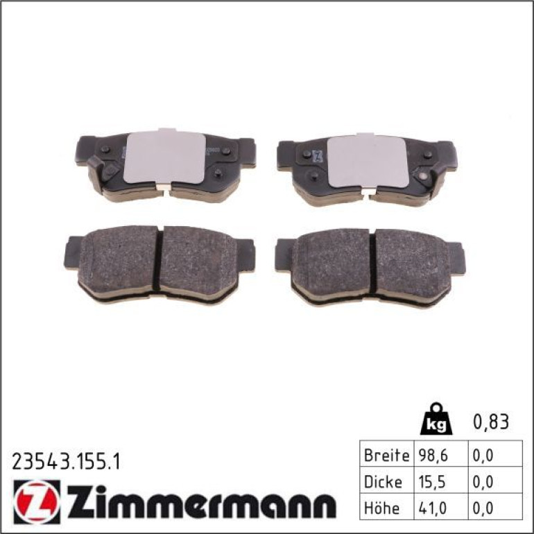 ZIMMERMANN Bremsbeläge 23543.155.1 ZIMMERMANN Bremsbeläge 23543.155.1