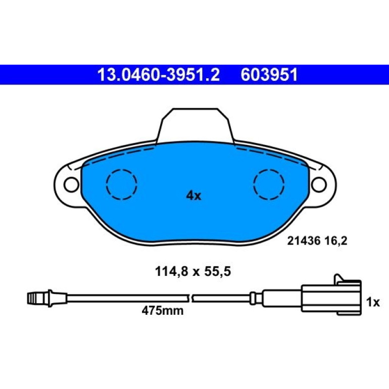 Bremsbelagsatz Fiat P. Punto 1.1-1.2/1.7D 93-03 13.0460-3951.2 Bremsbelagsatz Fiat P. Punto 1.1-1.2/1.7D 93-03 13.0460-3951.2