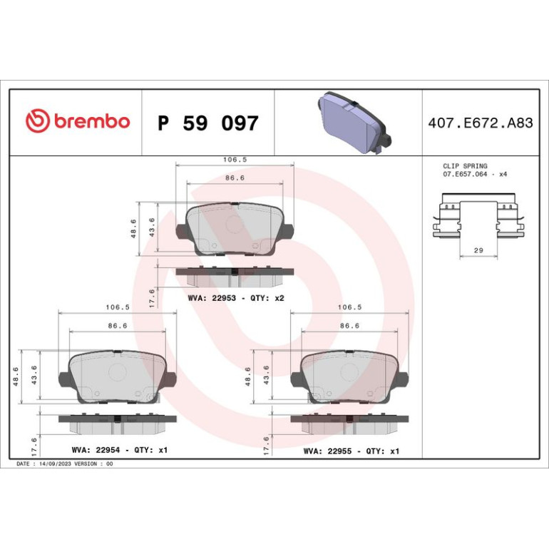 BREMBO Bremsklötze HA P 59 097 BREMBO Bremsklötze HA P 59 097