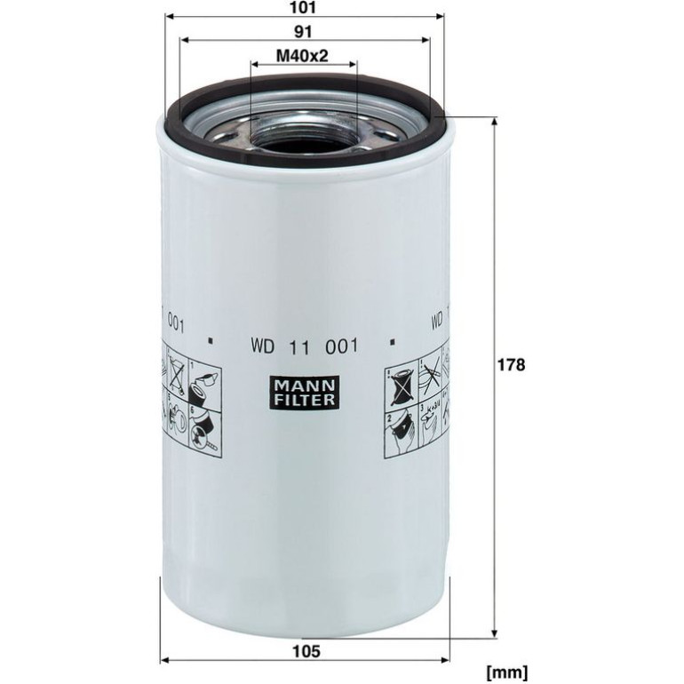 Mann & Hummel Hydraulikfilter Industrie WD 11 001 Mann & Hummel Hydraulikfilter Industrie WD 11 001
