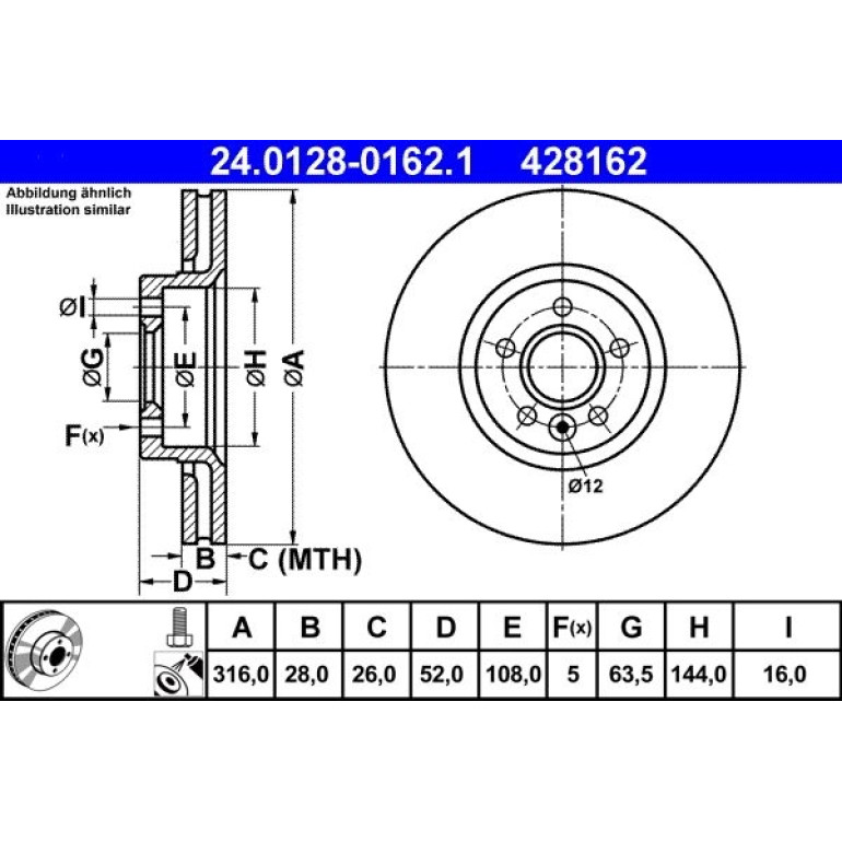 Bremsscheibe Volvo P. S60/S80/V60/V70/Xc70 06 24.0128-0162.1 Bremsscheibe Volvo P. S60/S80/V60/V70/Xc70 06 24.0128-0162.1