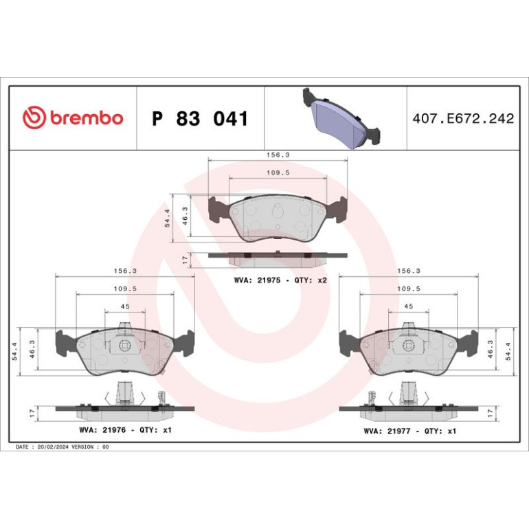 BREMBO Bremsklötze VA P 83 041 BREMBO Bremsklötze VA P 83 041