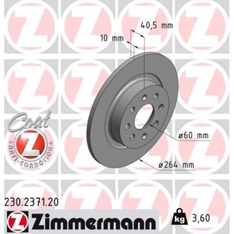 ZIMMERMANN Bremsscheibe 230.2371.20 ZIMMERMANN Bremsscheibe 230.2371.20
