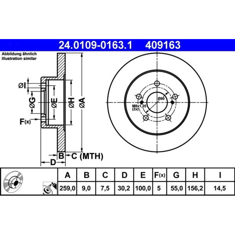 Bremsscheibe Toyota T. Prius/Verso 1.33-1.8 09 24.0109-0163.1 Bremsscheibe Toyota T. Prius/Verso 1.33-1.8 09 24.0109-0163.1