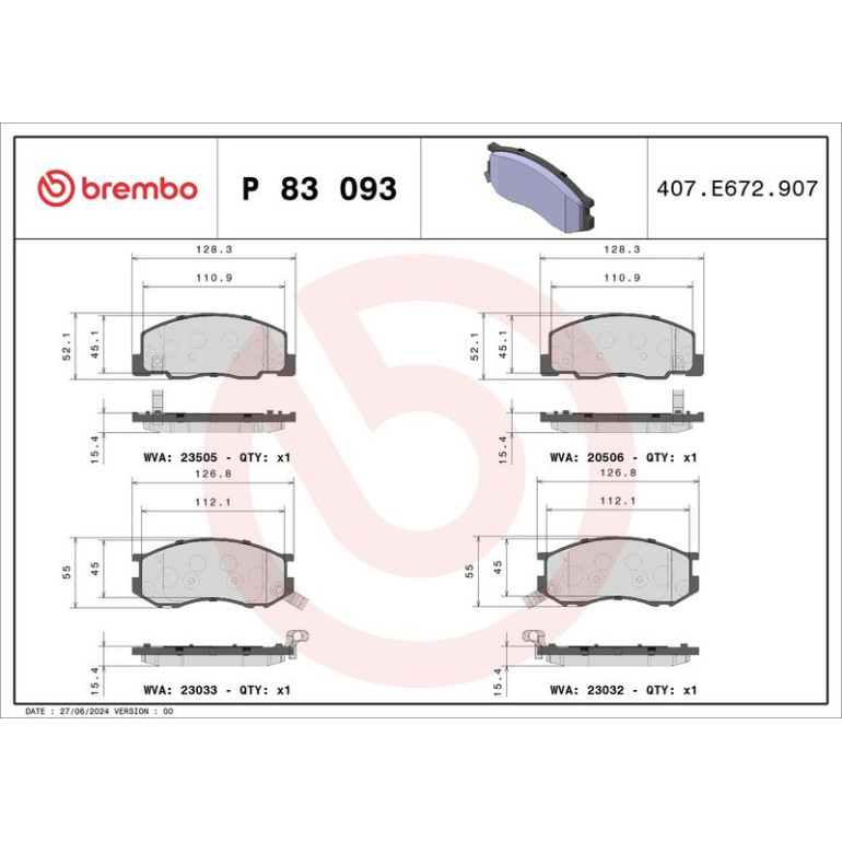 BREMBO Bremsklötze VA P 83 093 BREMBO Bremsklötze VA P 83 093