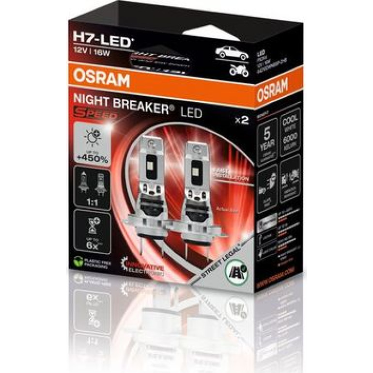 H7 NIGHT BREAKER LED SPEED 450 StVZO-Konforme LED-Nachrüstlampe 2St. OSRAM H7 NIGHT BREAKER LED SPEED 450 StVZO-Konforme LED-Nachrüstlampe 2St. OSRAM