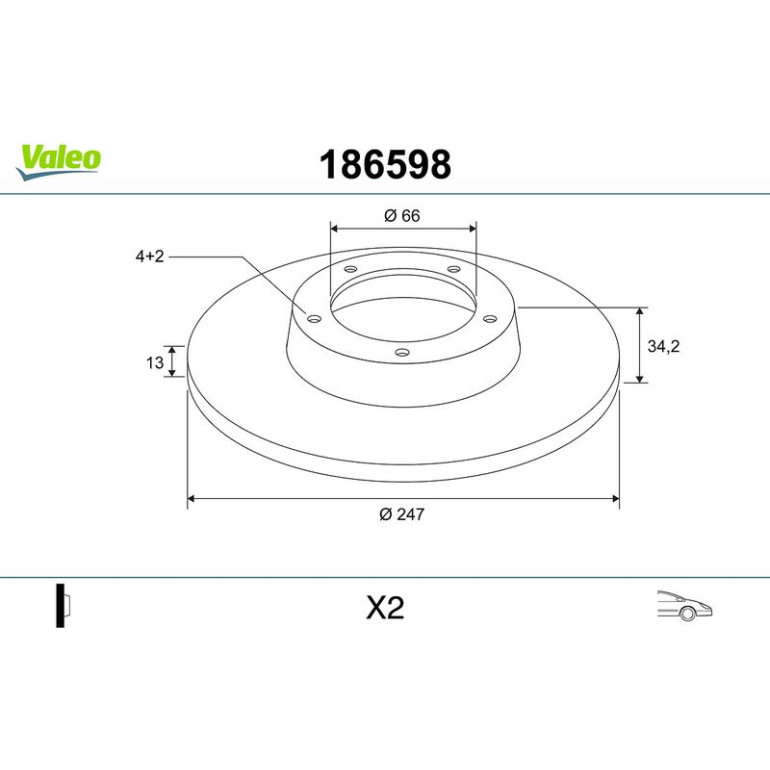 VALEO Bremsscheibe 186598