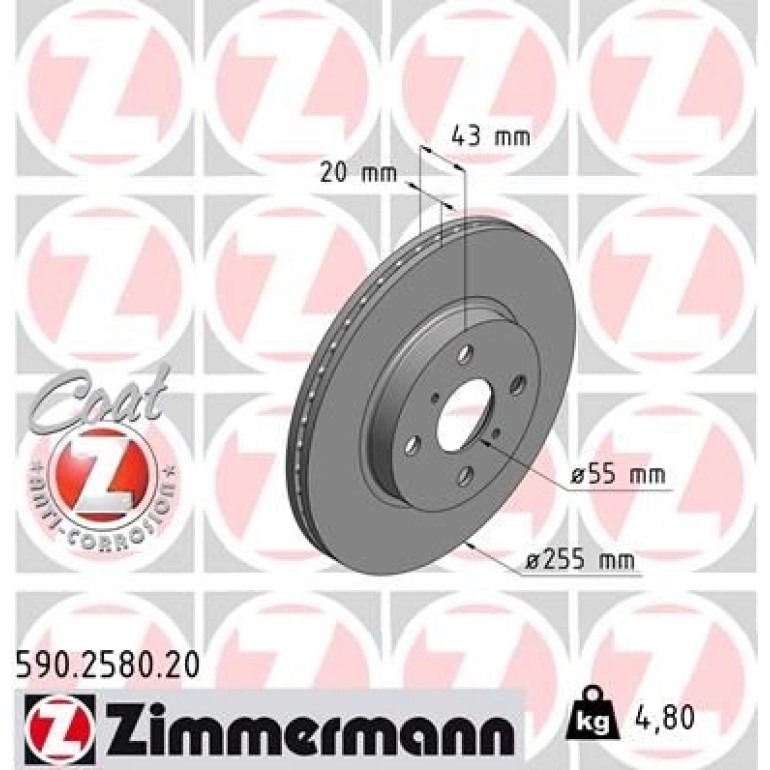 ZIMMERMANN Bremsscheibe 590.2580.20 ZIMMERMANN Bremsscheibe 590.2580.20