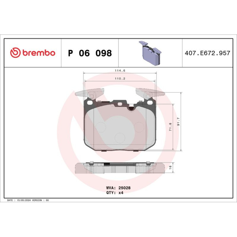BREMBO Bremsklötze VA P 06 098 BREMBO Bremsklötze VA P 06 098